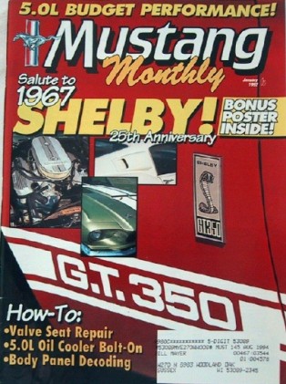 MUSTANG MONTHLY 1992 JAN - TRIBUTE TO THE '67 SHELBYS